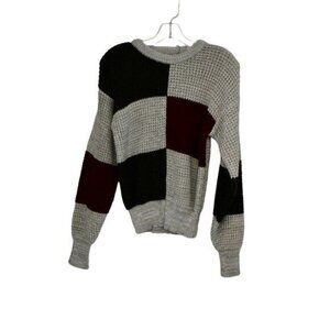 Vintage Women's Van Cort Chunky Kniw Checker Board Color Block Sweater Size S